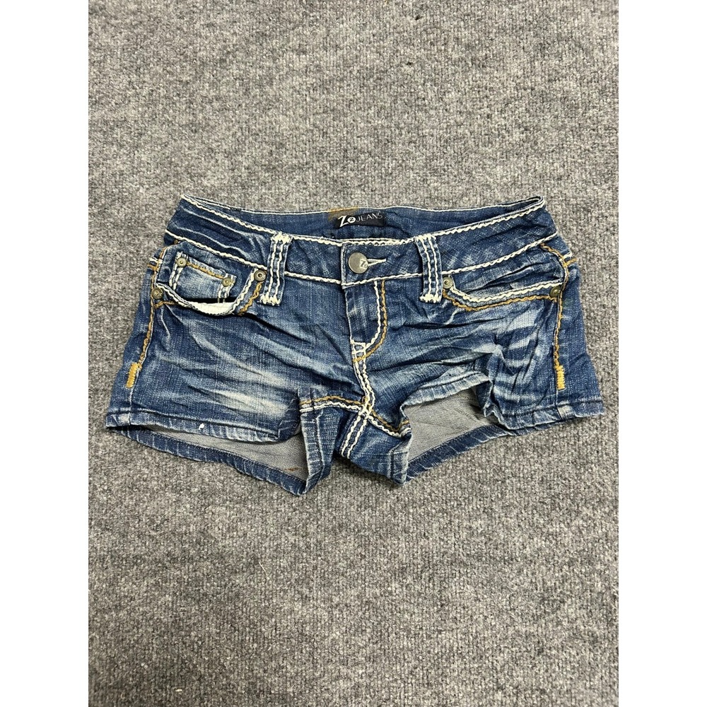 Z2 Jeans Shorts Womens Size 3 Dark Wash Thick Stitch Low Rise Denim Mini Y2K
